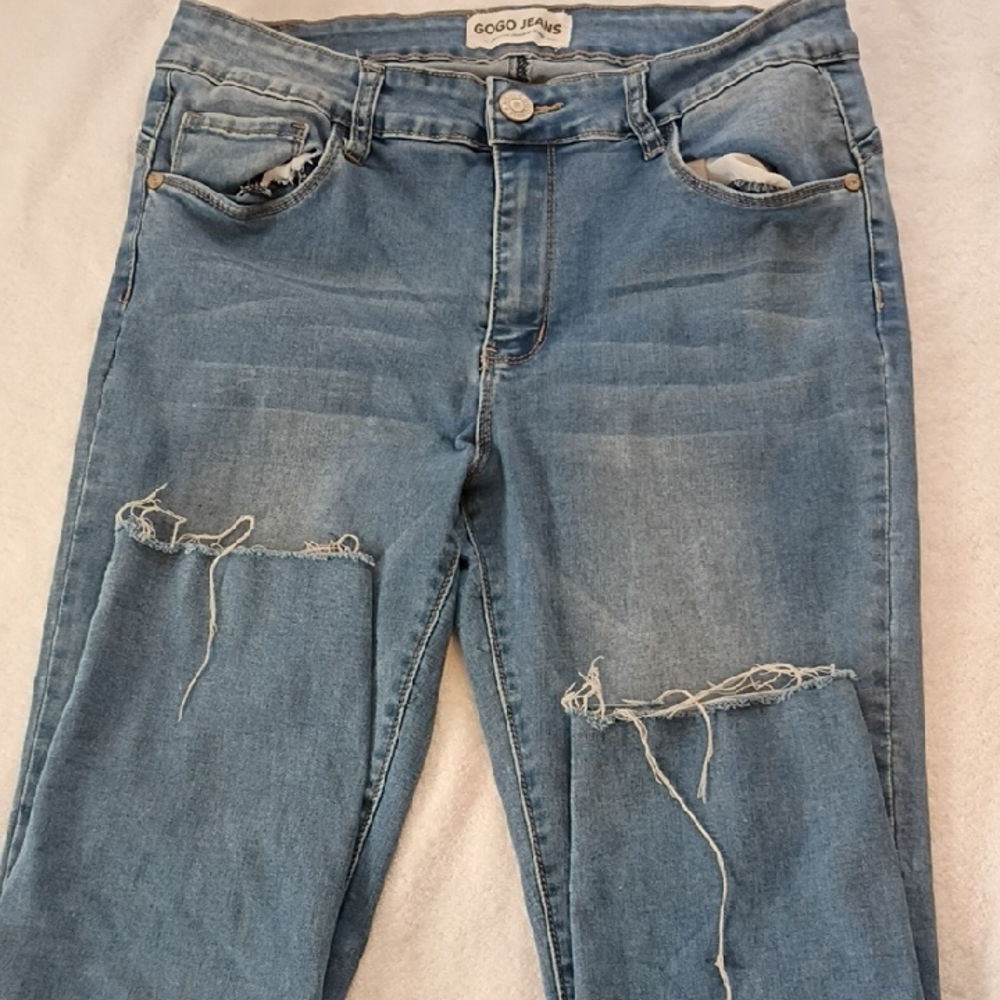 GOGO Light Blue Distressed Boyfriend Jeans